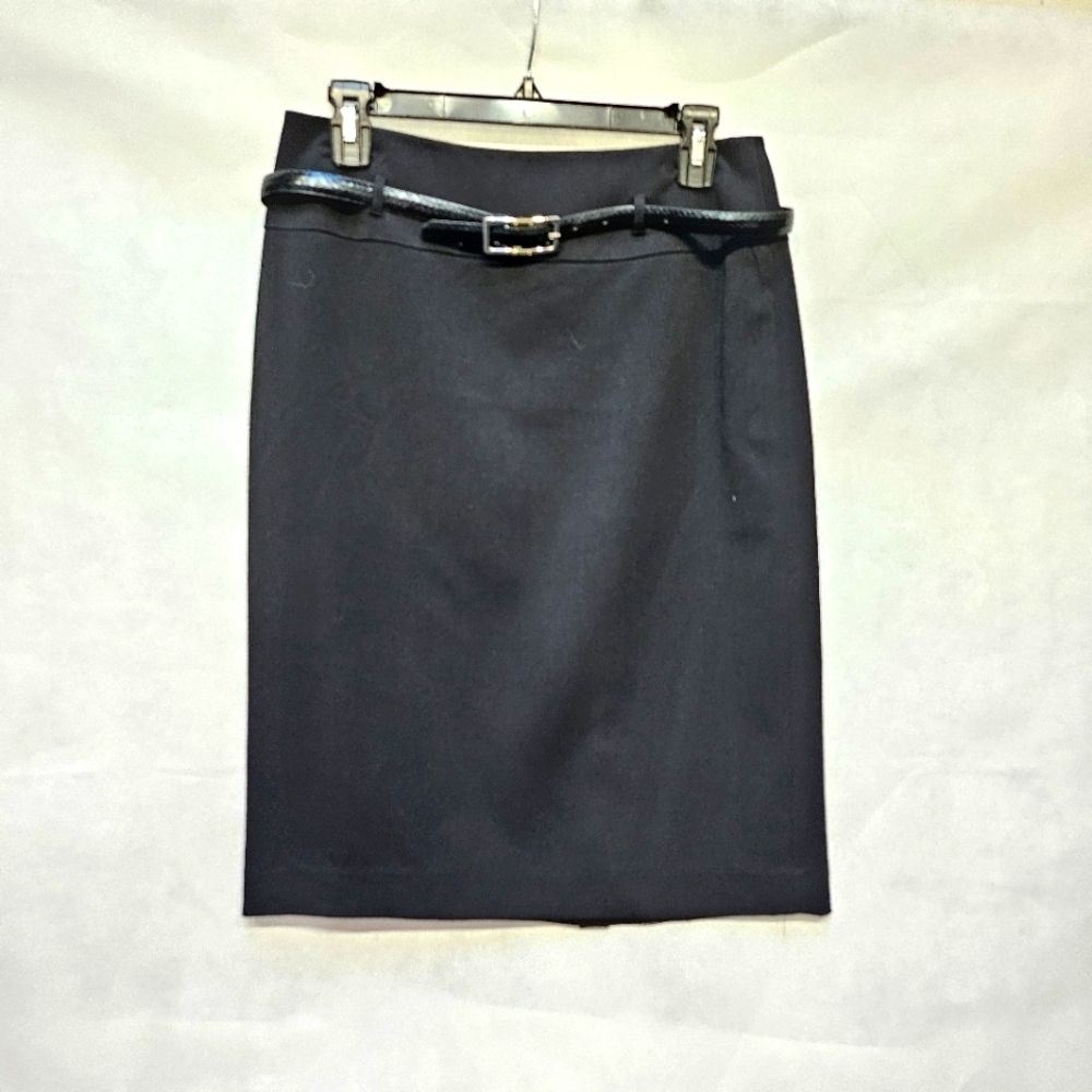 Apt. 9 Black Pencil Skirt with Belt 62% Polyester 33% Rayon 5% Spandex Size 6